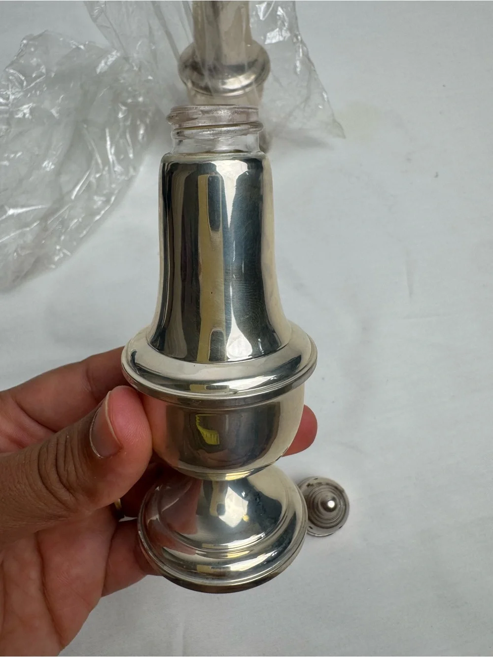 VINTAGE EMPIRE STERLING SILVER WEIGHTED SALT & PEPPER SHAKERS #242